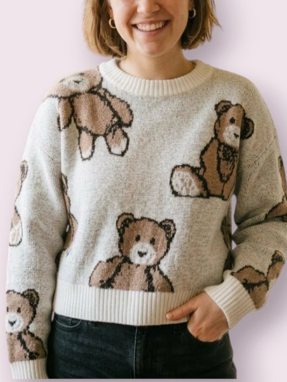 Forever 21 Teddy Bear Knit Cropped Sweater Size Large